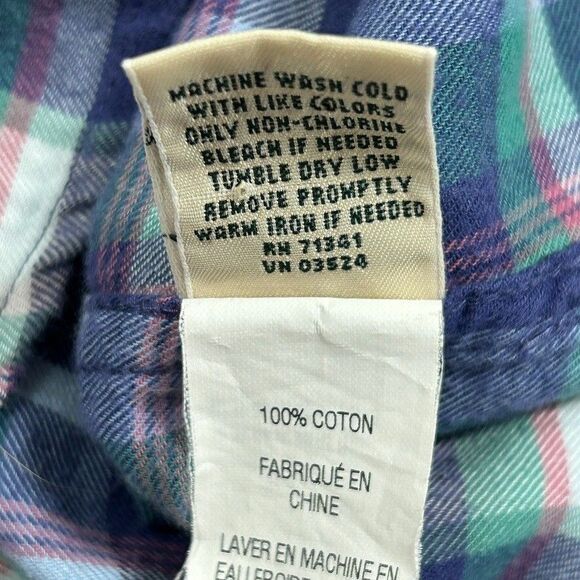 LL Bean Whisperweight Flannel Shirt Women's Medium Blue Plaid Pockets - Picture 9 of 9